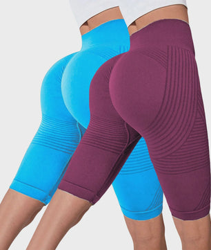 2-Pack Seamless High-Waisted Yoga Shorts met Push-Up Effect - Perfect voor Fitness & Training