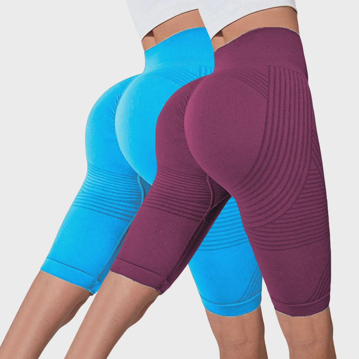 2-Pack Seamless High-Waisted Yoga Shorts met Push-Up Effect - Perfect voor Fitness & Training