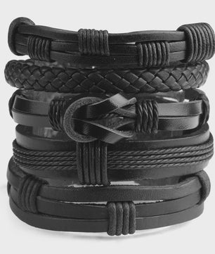 Heren Leren Armbanden Set - Viking, Gothic & Punk Stijl - Multilayer Vintage