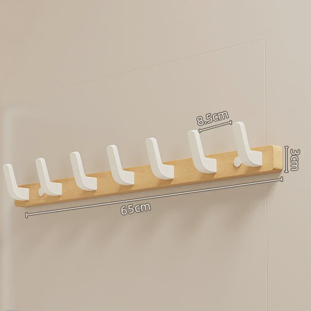 Houten Kapstok met Haken - Massief Walnoothout - Wandkapstok voor Jassen, Tassen & Sleutels