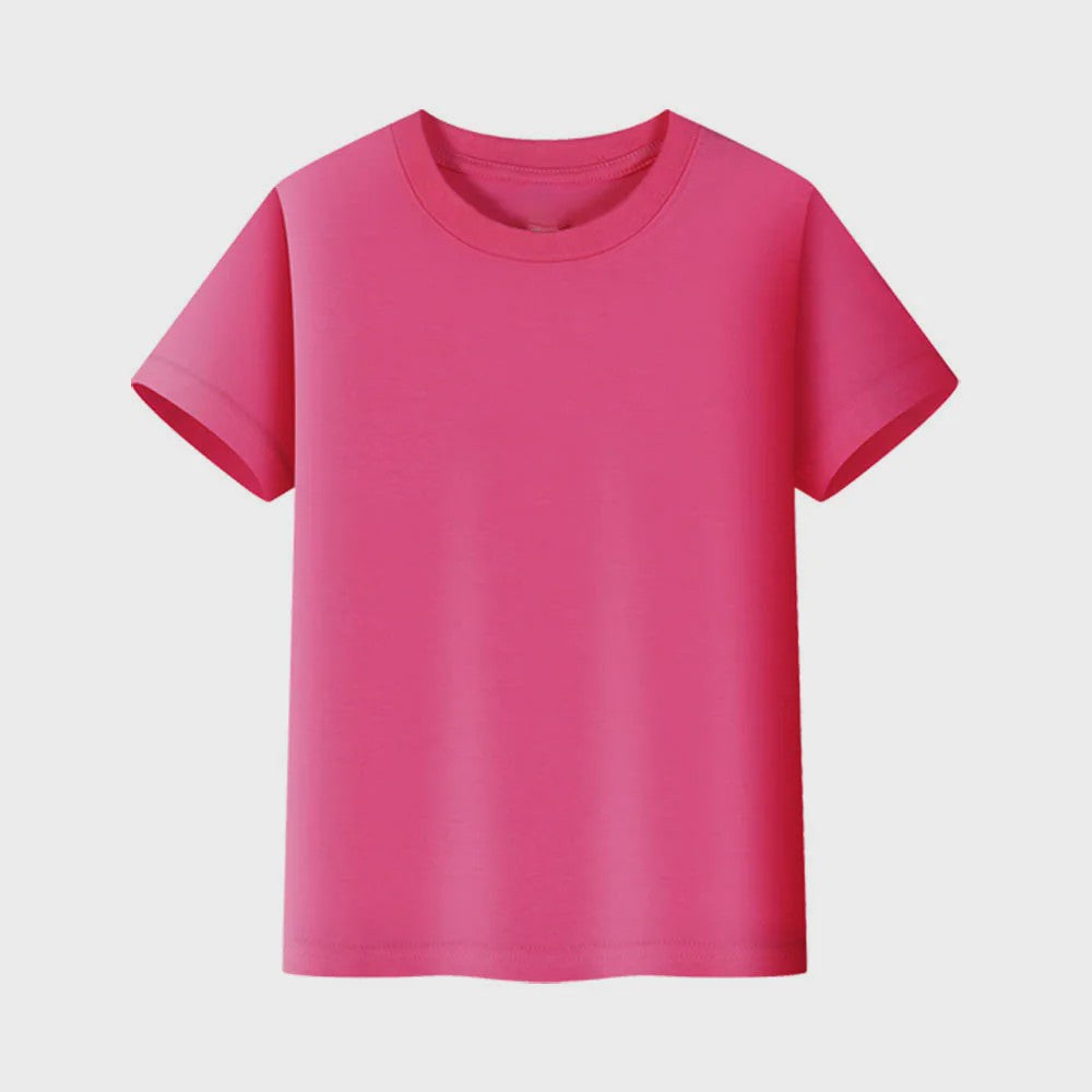 Basic Katoenen T-shirt voor Kinderen & Baby's - Jongens & Meisjes - Wit & Roze - Maten 1 t/m 14 Jaar