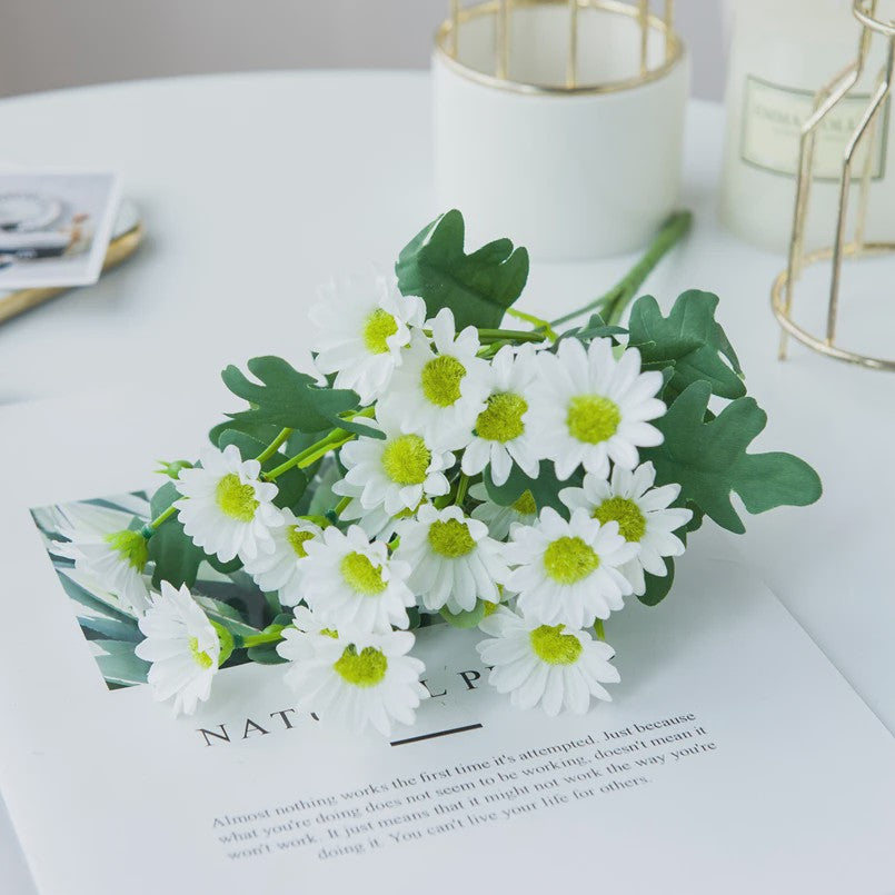 Kunstboeket 21 Herfstzijde Madeliefjes - Decoratie voor Huis, Bruiloft & Feest