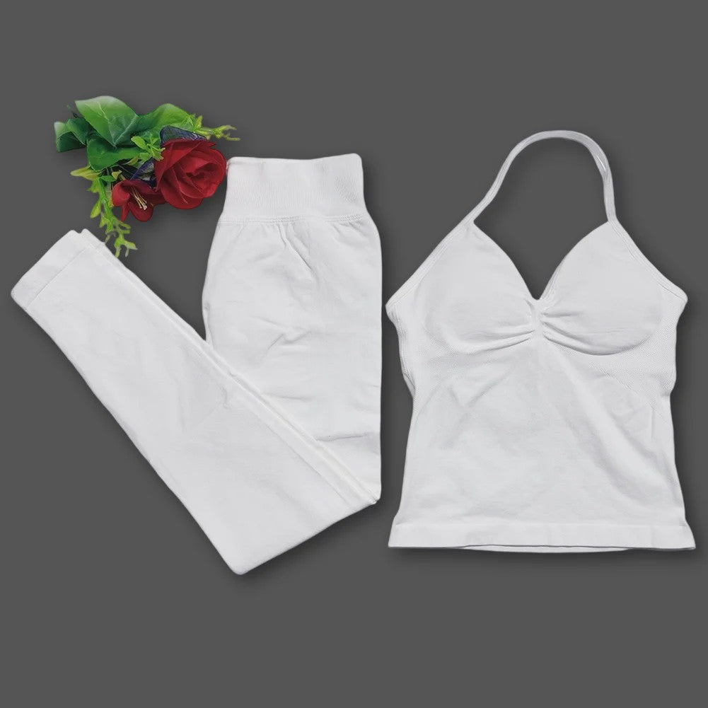 Dames Sportset: Backless Tanktop & Scrunch Seamless Legging