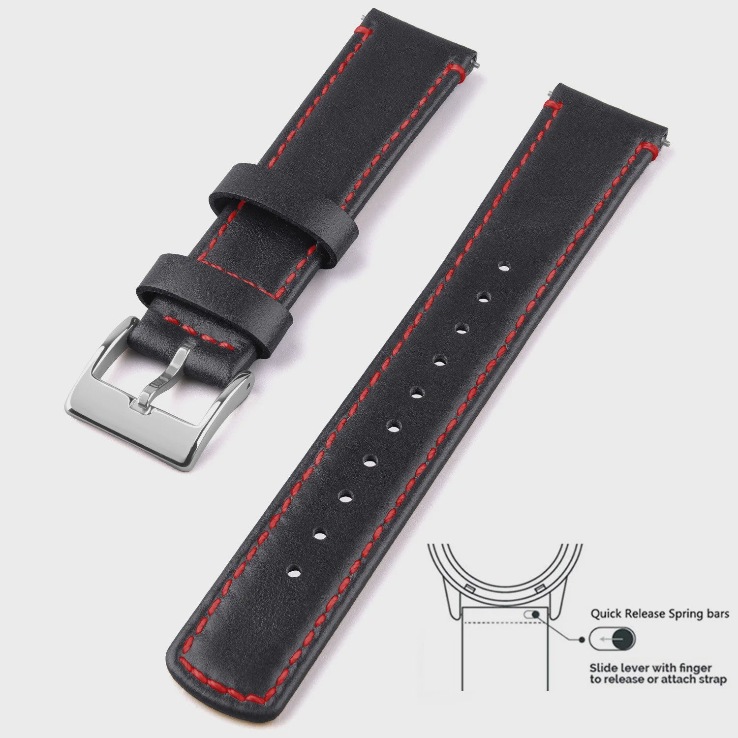 Top Grain Echt Lederen Horlogeband - 20mm/22mm Quick Release - Voor Heren, Dames & Samsung Galaxy Watch