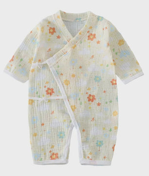 Mousseline Katoen Romper met Lange Mouwen voor Baby's (0-24M) - Unisex Jumpsuit voor Jongens & Meisjes