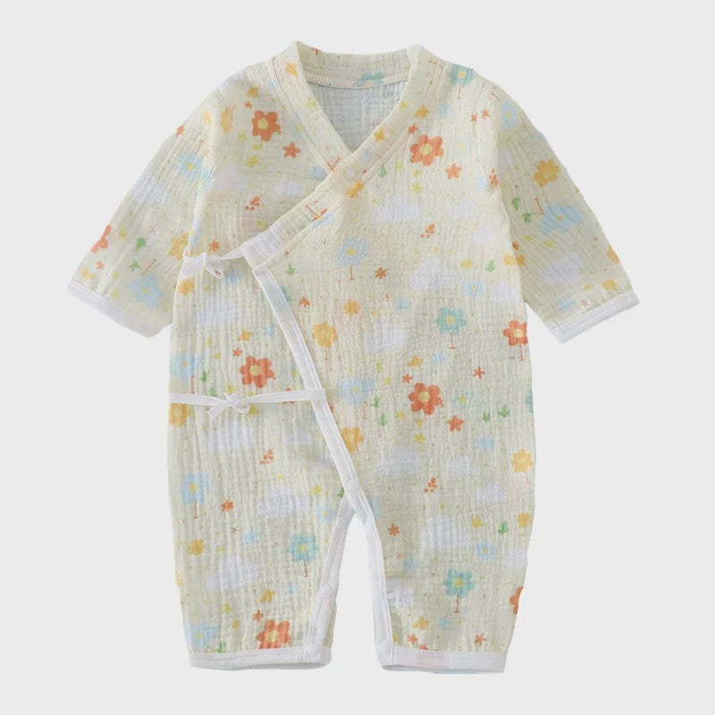 Mousseline Katoen Romper met Lange Mouwen voor Baby's (0-24M) - Unisex Jumpsuit voor Jongens & Meisjes