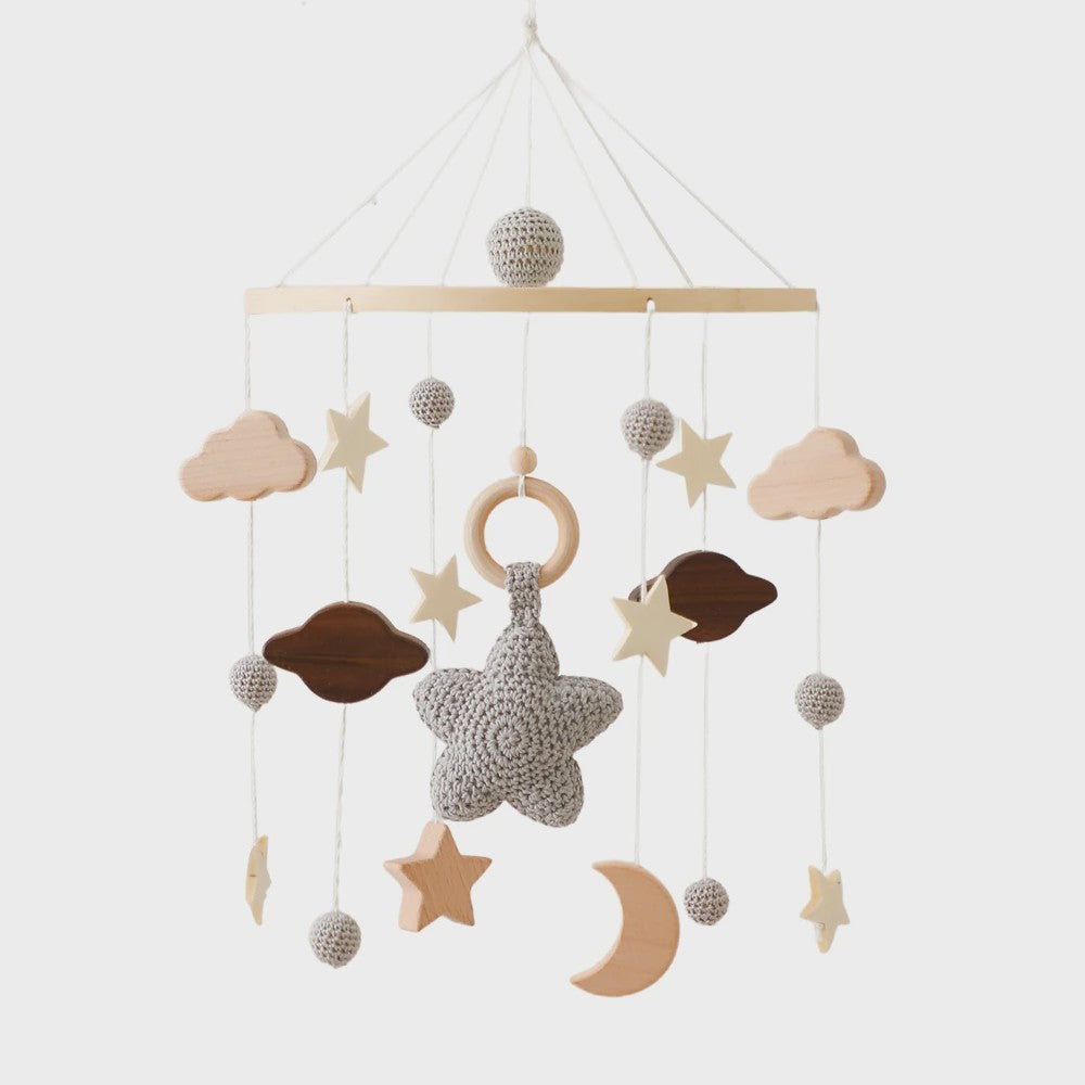 Houten Muziekdoosje Baby Mobiel - Draaiend & Kalmerende Melodieën voor de Babykamer