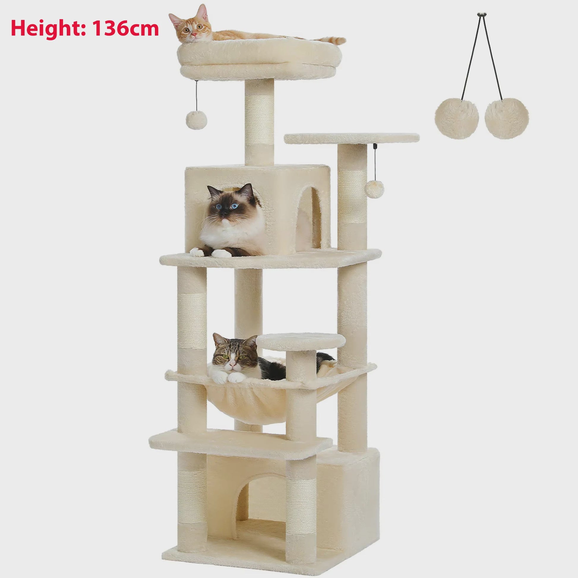 Grote Kattenboom met Krabpalen, Hangmat en Speeltjes - Meerdere Niveaus