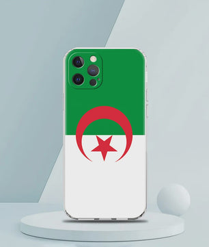 Transparante TPU Hoesje met Algerijnse Vlag - Schokbestendig voor iPhone (Diverse Modellen)