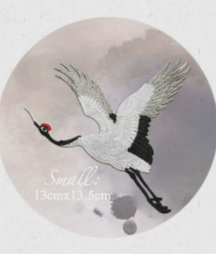 Geborduurde Kraanvogel Patches - Strijk- of Naaibaar voor Kledingdecoratie