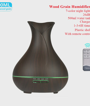 Aroma Diffuser met Houtnerf Design, 7 Kleuren LED en Afstandsbediening