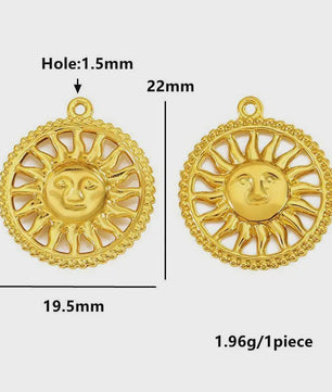 Set van 4 Gouden Bedeltjes: Zon, Hart, Schelp, Vis & Cactus - Roestvrij Staal 18k Goud PVD - DIY Sieraden Maken