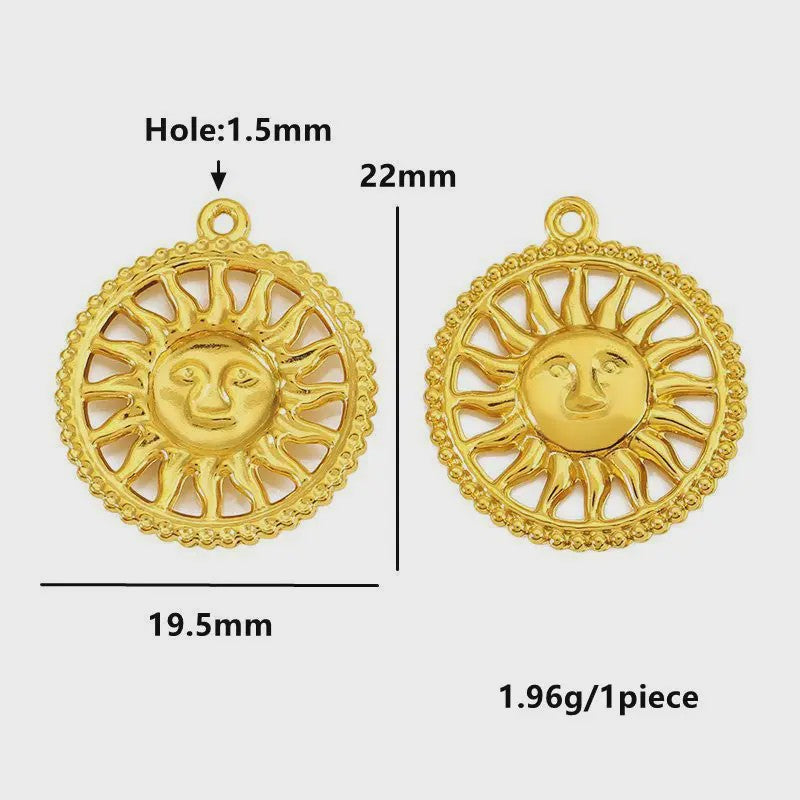Set van 4 Gouden Bedeltjes: Zon, Hart, Schelp, Vis & Cactus - Roestvrij Staal 18k Goud PVD - DIY Sieraden Maken