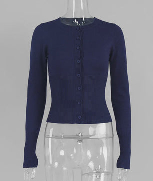 Dames Gebreide Cardigan met Lange Mouwen - Slim Fit & Elegant