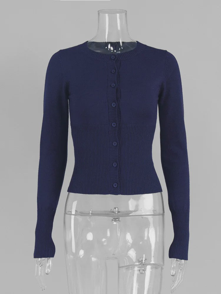 Dames Gebreide Cardigan met Lange Mouwen - Slim Fit & Elegant