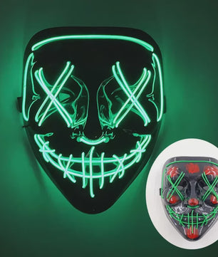 Verlicht LED Neon Purge Masker met Fiber Optic Handschoenen - Halloween & Feest