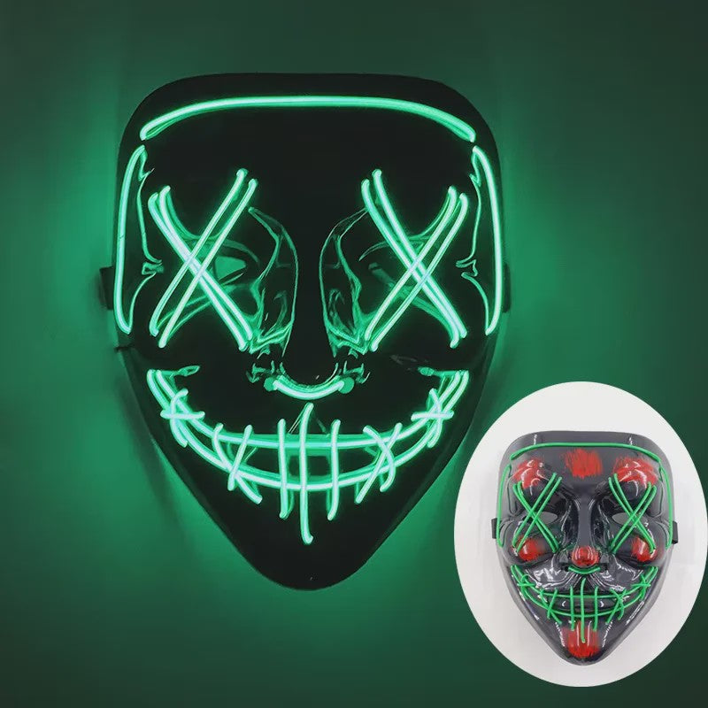 Verlicht LED Neon Purge Masker met Fiber Optic Handschoenen - Halloween & Feest