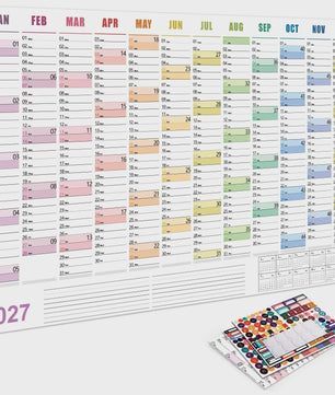 2027 Jaarplanner Kalender - Creatieve Wandkalender & Planner met Stickers