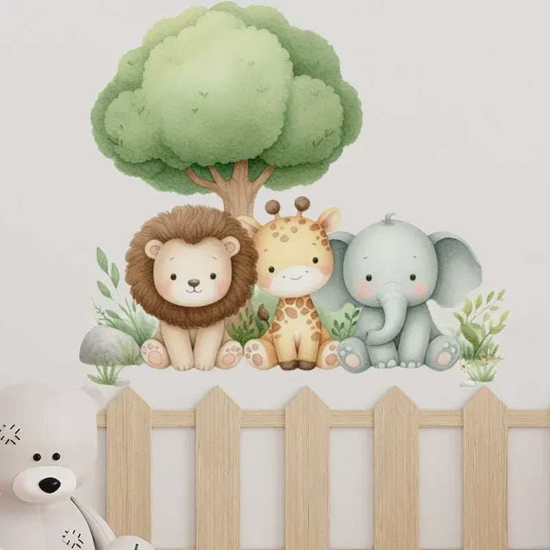 Schattige Bosdieren Muurstickers voor Kinderkamer, Babykamer & Peuterdecoratie - Vinyl Behang