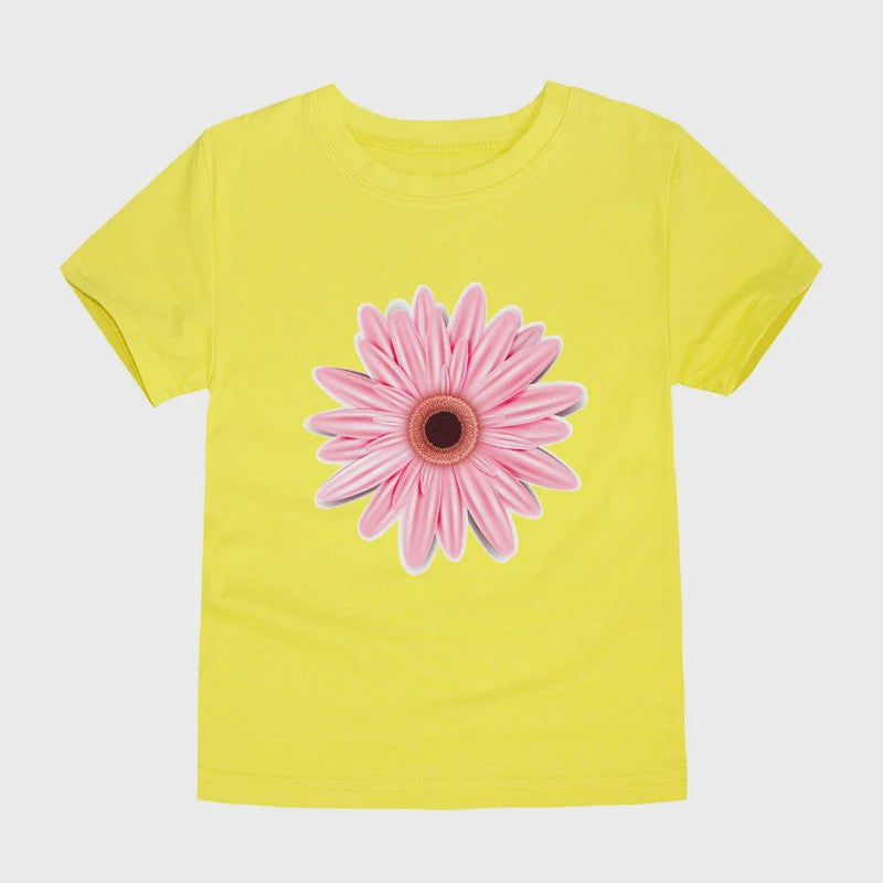 Schattig Katoenen T-shirt Meisjes met Bloemprint - Maten 2 t/m 14 Jaar