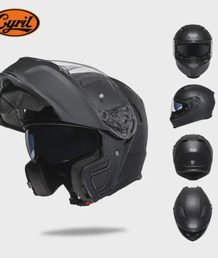 Cyril Motorcross Flip-Up Helm - Volledig Gelaatsmasker met Breed Helder Vizier & DOT Keurmerk