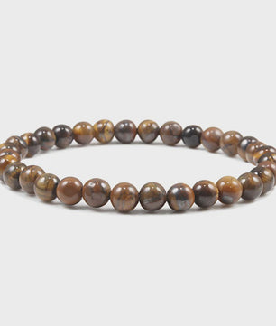 Elastische Charm Armband met Natuursteen Kralen: Lavasteen & Tijgeroog (6/8/10mm) - Voor Dames en Heren