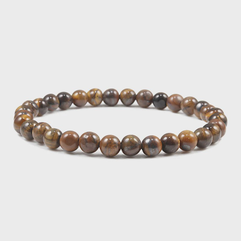 Elastische Charm Armband met Natuursteen Kralen: Lavasteen & Tijgeroog (6/8/10mm) - Voor Dames en Heren