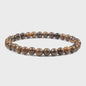 Elastische Charm Armband met Natuursteen Kralen: Lavasteen & Tijgeroog (6/8/10mm) - Voor Dames en Heren