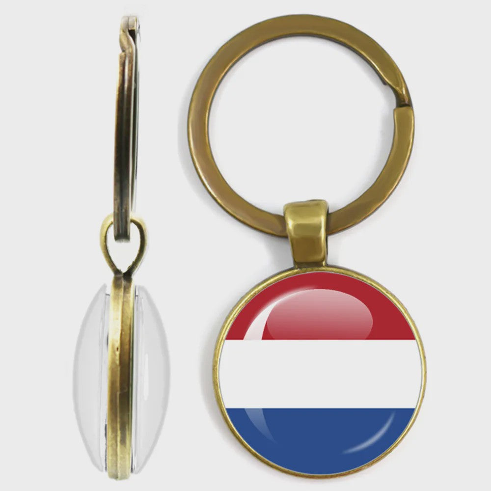 Soviet Union,Brazil,Canada,Netherlands,Israel,Syria,Venezuela,United States,Spain National Flag Series Double-Sided Keychain