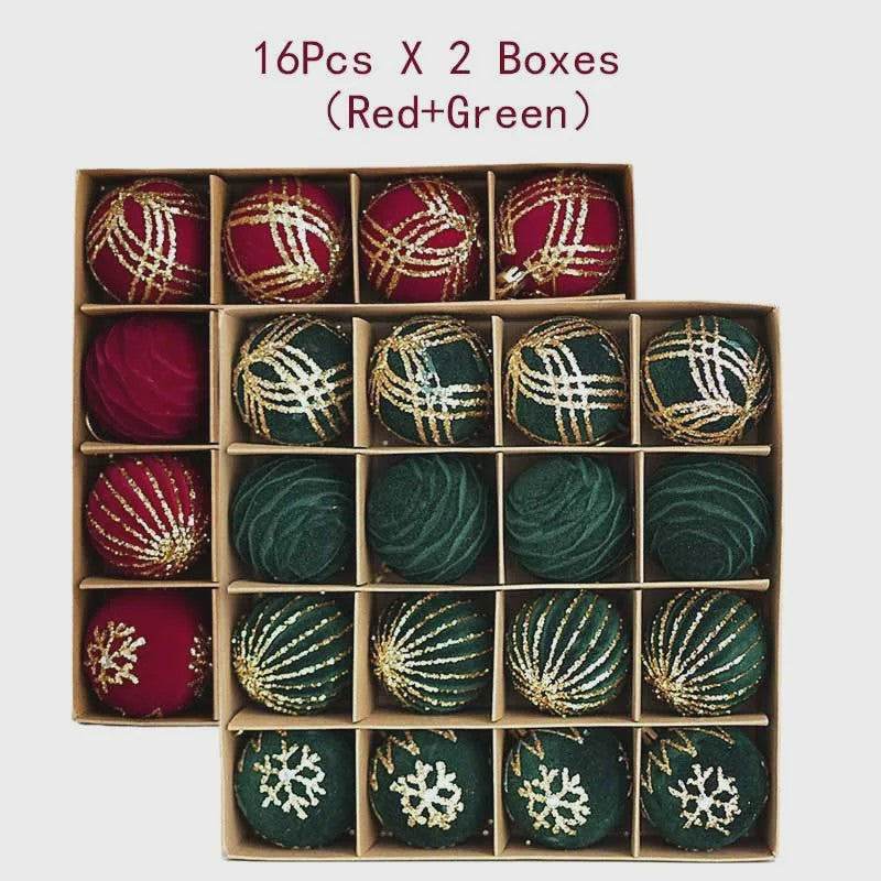 Kerstballen 6cm - Set van 12/16 Stuks - Wijnrood & Goud - Fluweelzacht & Feestelijk
