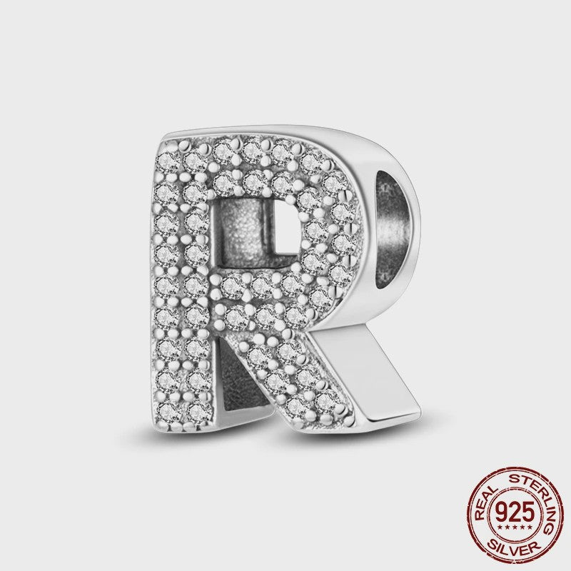 925 Sterling Zilver Letter Bedels A-Z met Zirkonia - Personaliseer je Armband