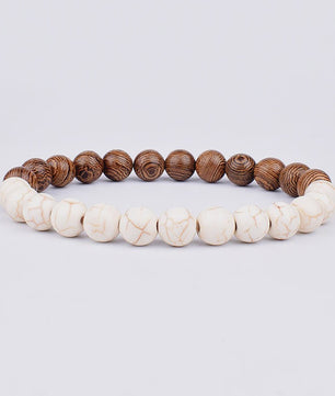 Natuursteen Armband Heren Dames - Lava & Hout Kralen 8mm