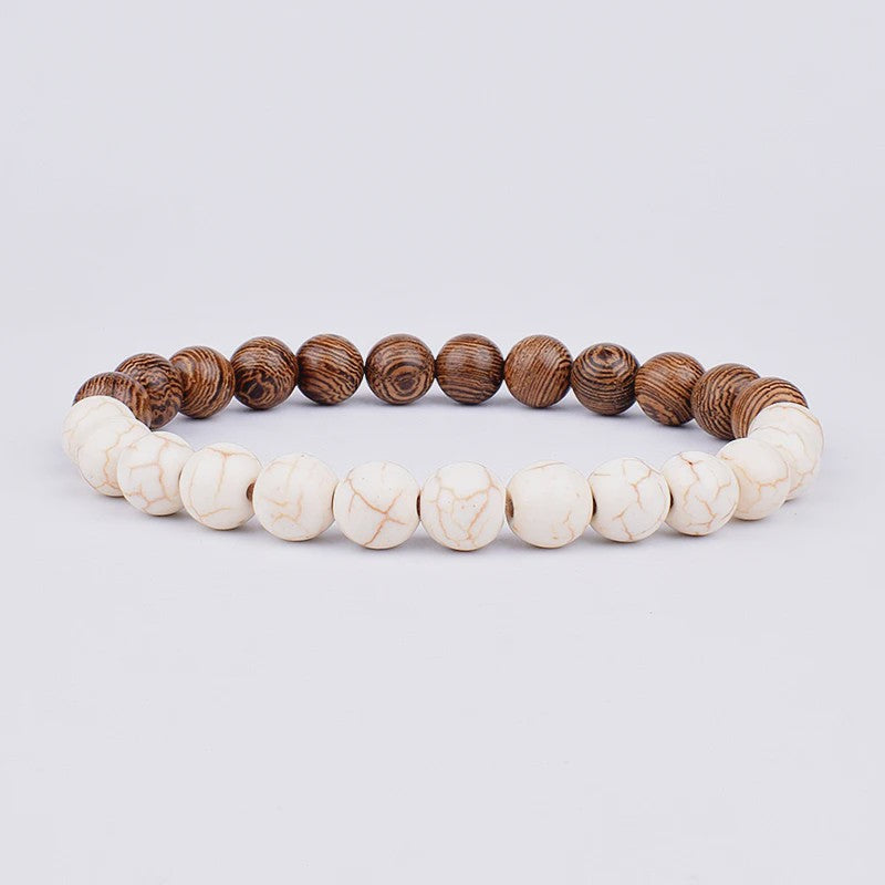 Natuursteen Armband Heren Dames - Lava & Hout Kralen 8mm