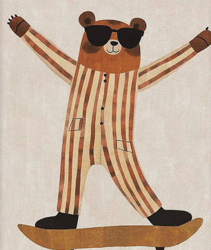 Vrolijke Dieren Canvas Posters - Leeuw, Hond, Beer & Cheetah op Skateboard - Kinderkamer Decoratie