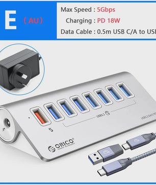 ORICO 10Gbps USB 3.2 Docking Station Hub met PD60W Opladen en 4/7 Poorten
