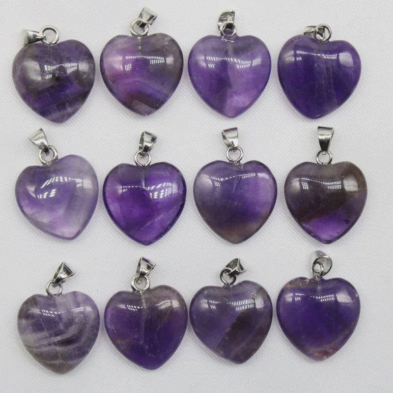 30x Natuursteen Hart Hangers (Amethist/Kwarts/Agaat) - DIY Sieraden Maken