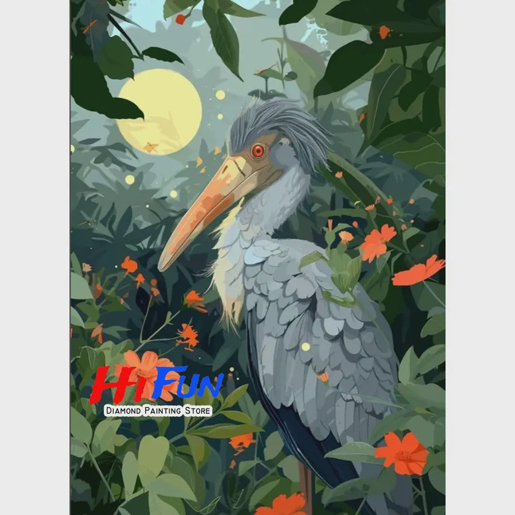 Diamond Painting Ooievaar Kustvogel - Volledige Ronde Diamanten Borduurkit voor Muurkunst