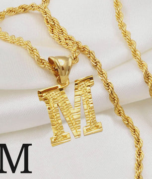 Gouden Initiaal Ketting met Touwketting - Kies Uw Letter (A-Z)