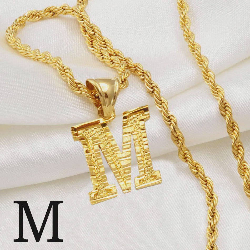 Gouden Initiaal Ketting met Touwketting - Kies Uw Letter (A-Z)
