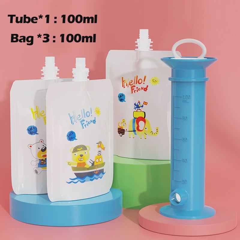 Herbruikbare Babyvoeding Dispenser Set - Zelf Fruitpuree Maken & Bewaren