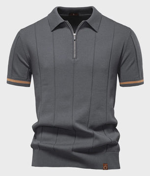Heren Gebreide Polo met Rits - Slim Fit Sport & Casual