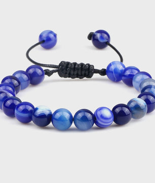 Verstelbare Natuursteen Armband - 8mm Agate & Onyx Kralen voor Mannen en Vrouwen