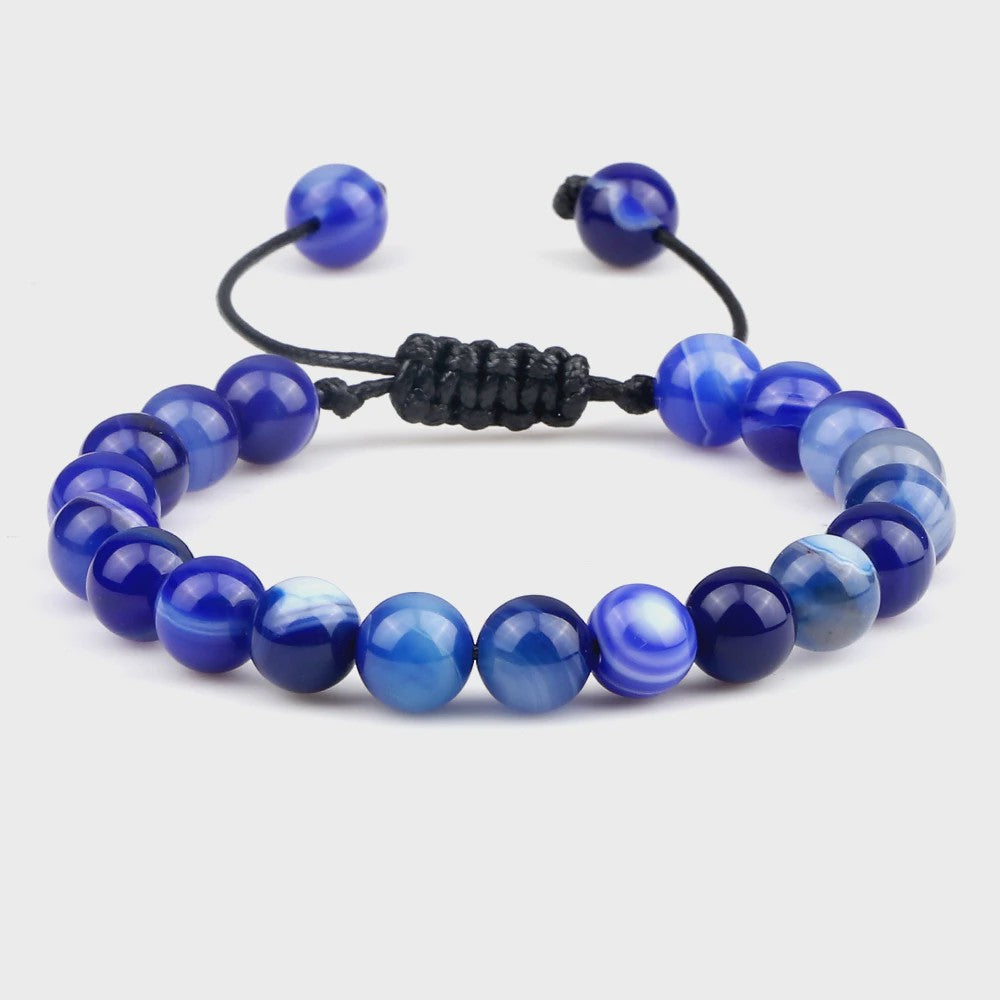 Verstelbare Natuursteen Armband - 8mm Agate & Onyx Kralen voor Mannen en Vrouwen