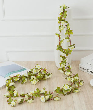 Kunstrozen Garland - Decoratieve Slier met Rozen en Bladeren