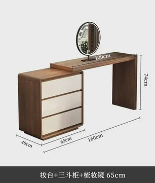 Moderne Houten Kaptafel met Spiegel en Ruime Opbergruimte