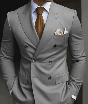 Luxe Bruin Herenpak - Double Breasted, Peak Lapel, Slim Fit Blazer & Pantalon
