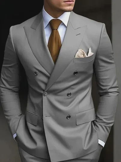 Luxe Bruin Herenpak - Double Breasted, Peak Lapel, Slim Fit Blazer & Pantalon