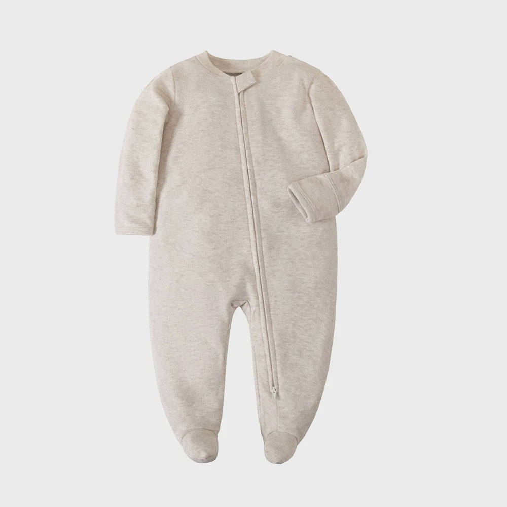 Katoenen Newborn Pyjama met Voetjes en Ritssluiting - Romper voor Jongens en Meisjes (0-12 Maanden)