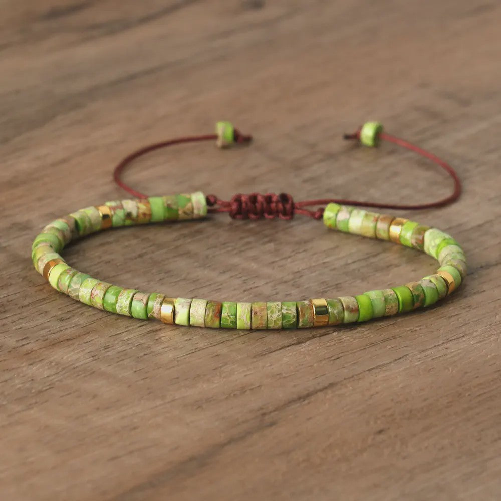 Natuurlijke Blauwe Emperor Steen Kralen Armband - Verstelbaar & Uniek