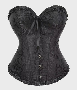 Victoriaans Jacquard Corset Top met Kant en Bloemenprint - Sexy Bustier voor Dames